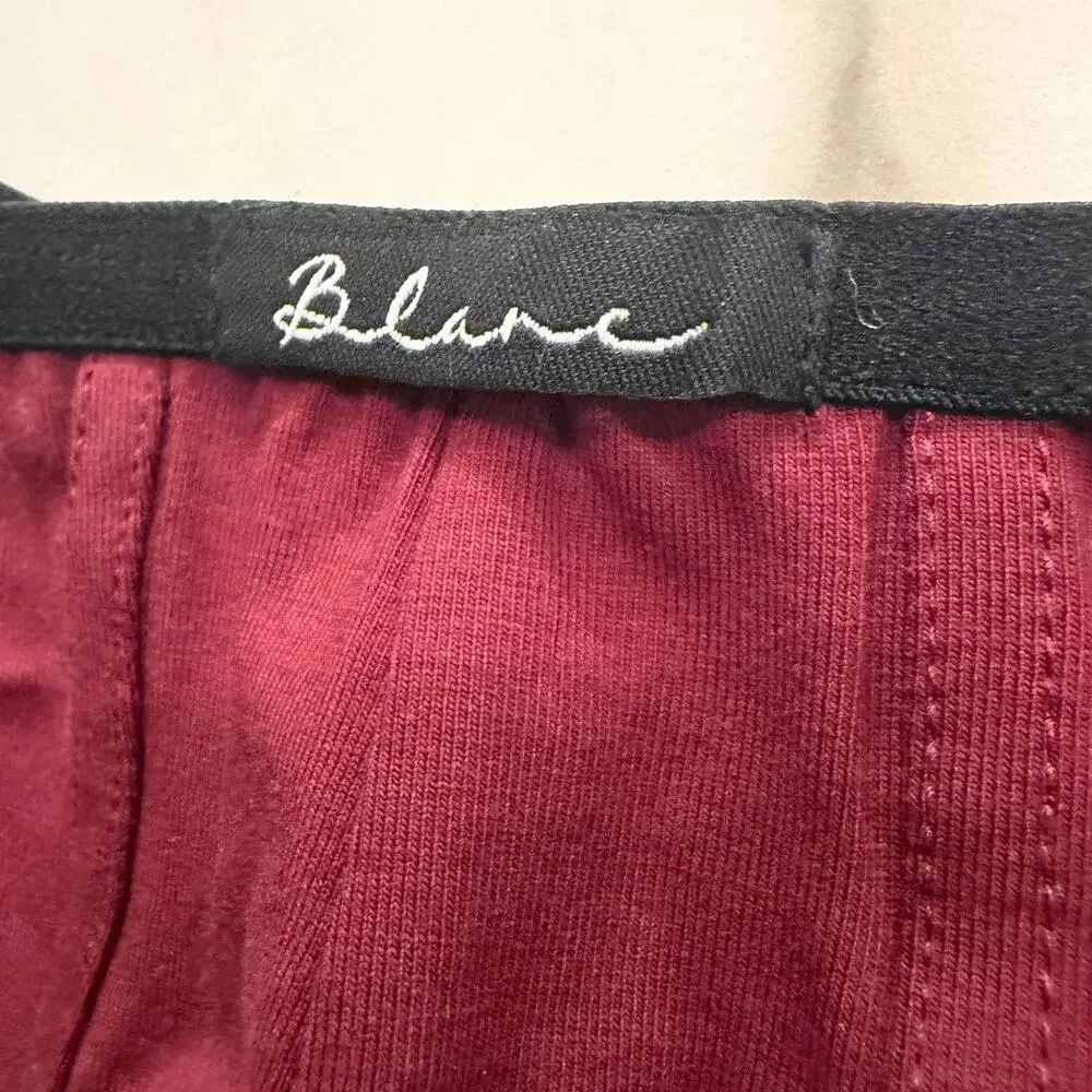 NEW Blanc Menswear Cotton BL010 Bruge T-String Thong Color Burgundy Red Medium